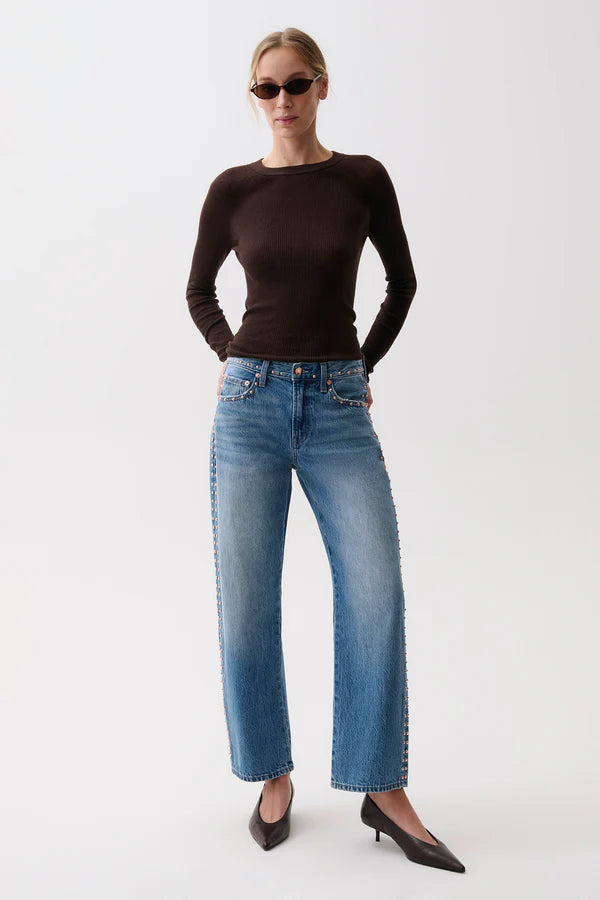 Lexi Mid Rise Bowed Straight Leg Jean in star studded by Pistola