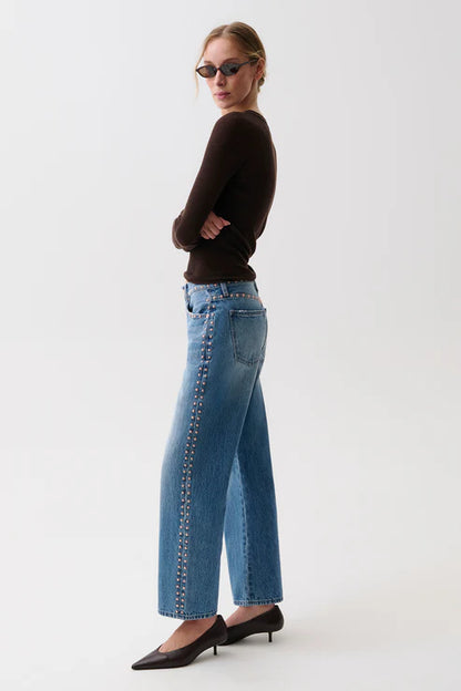 Lexi Mid Rise Bowed Straight Leg Jean in star studded by Pistola