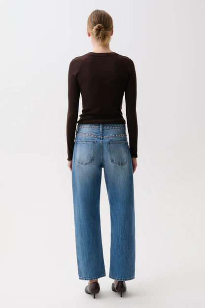 Lexi Mid Rise Bowed Straight Leg Jean in star studded by Pistola