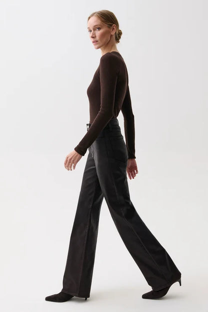 Evie High Rise Slim Boot in coated mocha by Pistola
