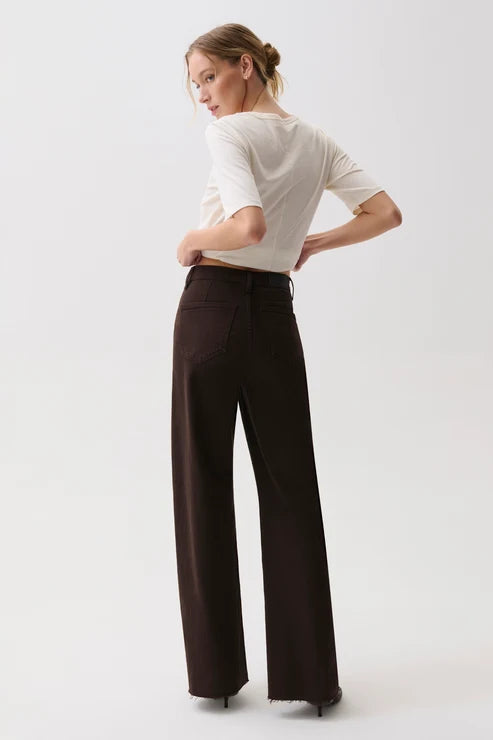 Penny High Rise Wide Leg Crop Jean in mocha by Pistola