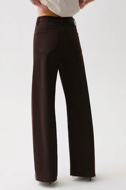Penny High Rise Wide Leg Crop Jean in mocha by Pistola