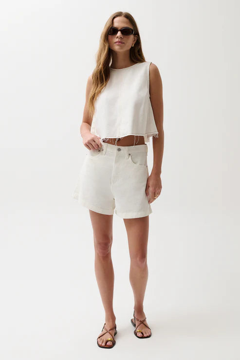 Kimora High Waisted Denim Shorts in off white by Pistola