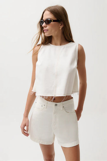 Rue Denim Top in off white by Pistola