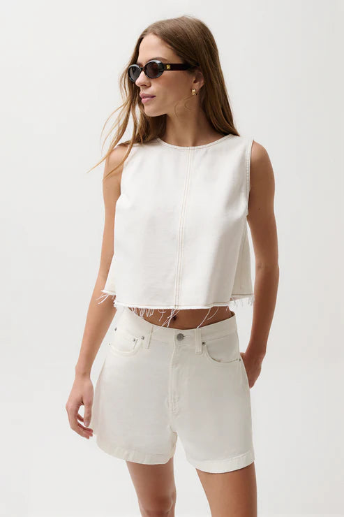 Rue Denim Top in off white by Pistola