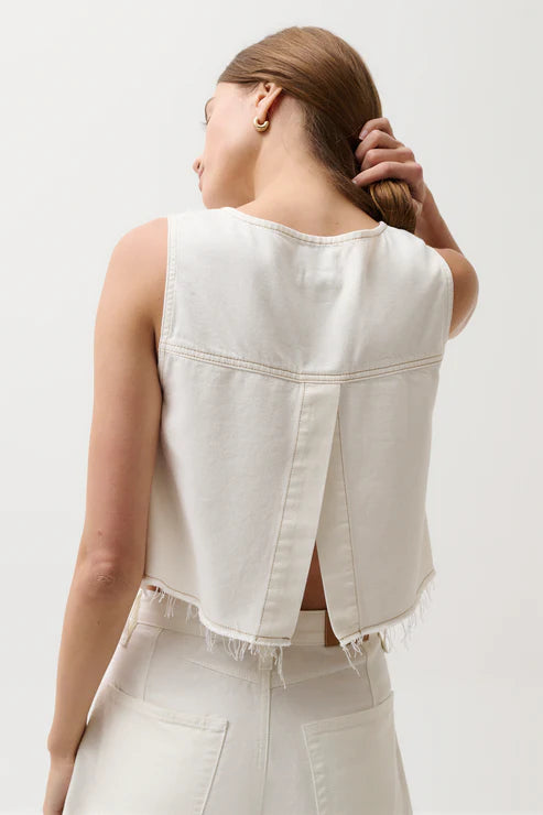 Rue Denim Top in off white by Pistola