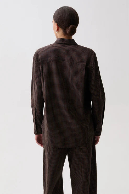 Mila Long Sleeve Button Down Wrap Top in hot toddy by Pistola