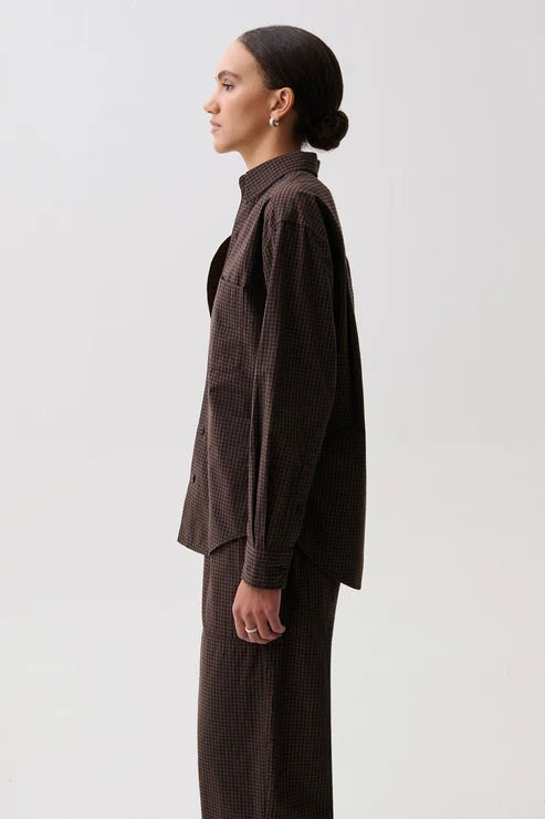 Mila Long Sleeve Button Down Wrap Top in hot toddy by Pistola