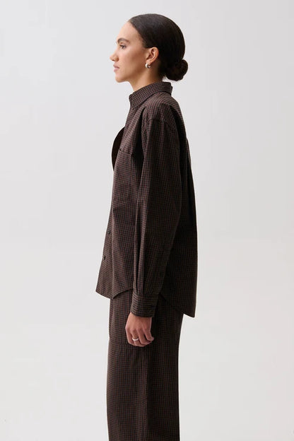 Mila Long Sleeve Button Down Wrap Top in hot toddy by Pistola