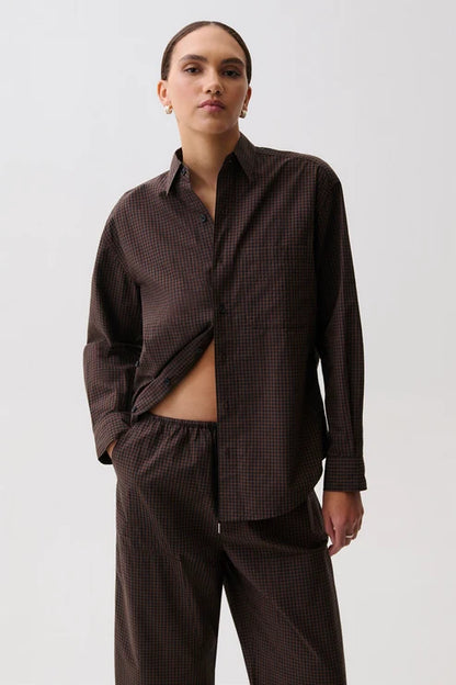 Mila Long Sleeve Button Down Wrap Top in hot toddy by Pistola