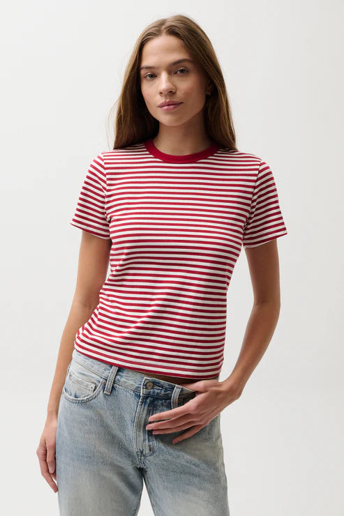 Alba Stripe Tee in red by Pistola