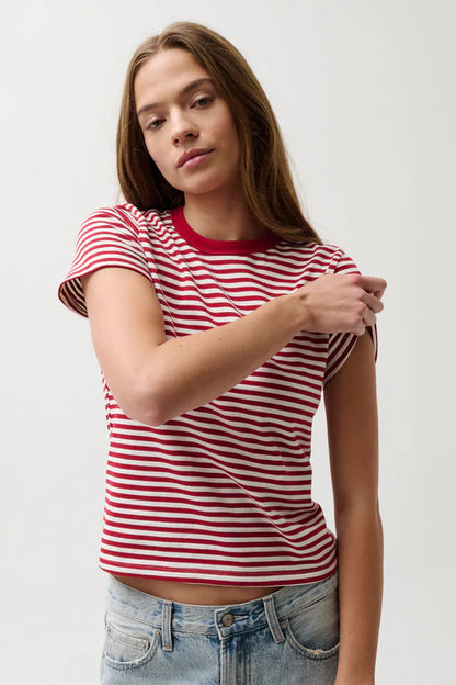 Alba Stripe Tee in red by Pistola