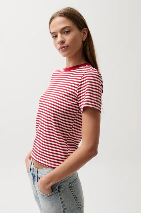 Alba Stripe Tee in red by Pistola