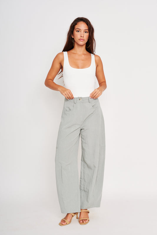 Sierra Barrel Pant in sage green by dRA