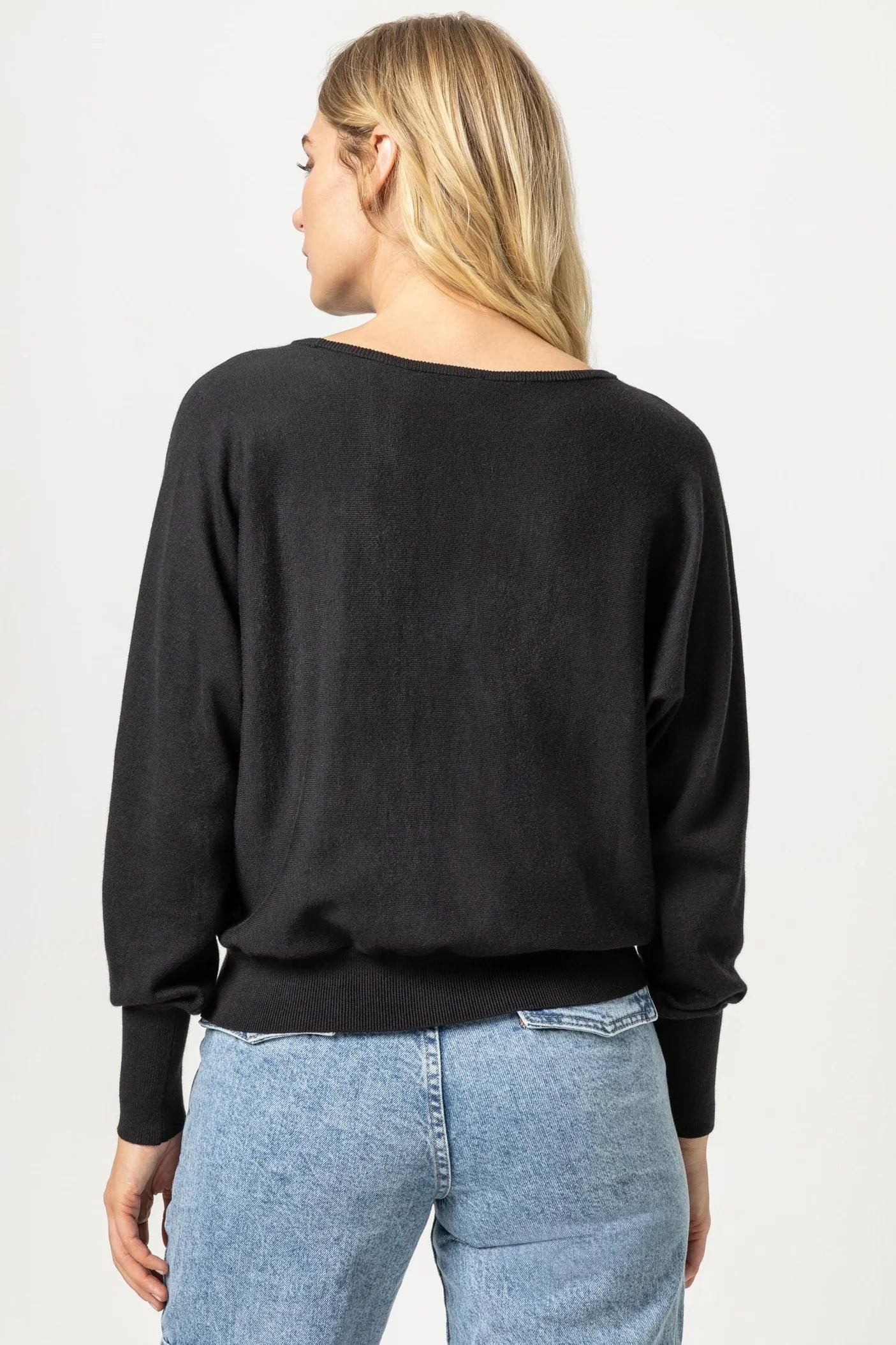 Boatneck Dolman Sweater in black by Lilla P