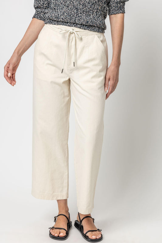 Canvas Drawstring Pant in ecru by Lilla P