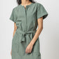Half-Placket Canvas Dress in seagrass by Lilla P