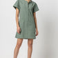 Half-Placket Canvas Dress in seagrass by Lilla P