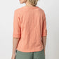 Elbow Sleeve Split Neck Tee in sunset by Lilla P