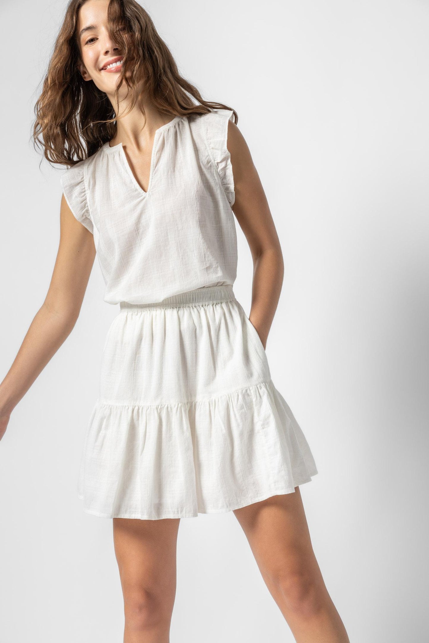 Tiered Short Skirt in white by Lilla P