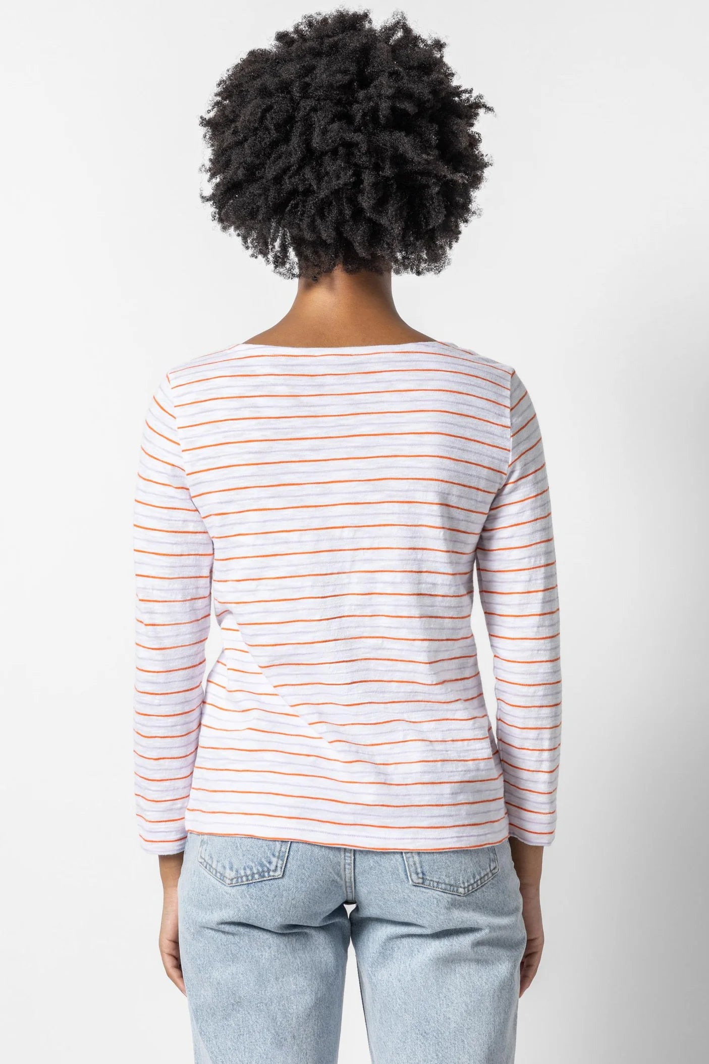 3/4 Sleeve Striped Boatneck in tangelo/lily by Lilla P