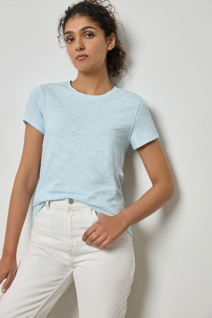 Short Sleeve Back Seam Crewneck in spa by Lilla P