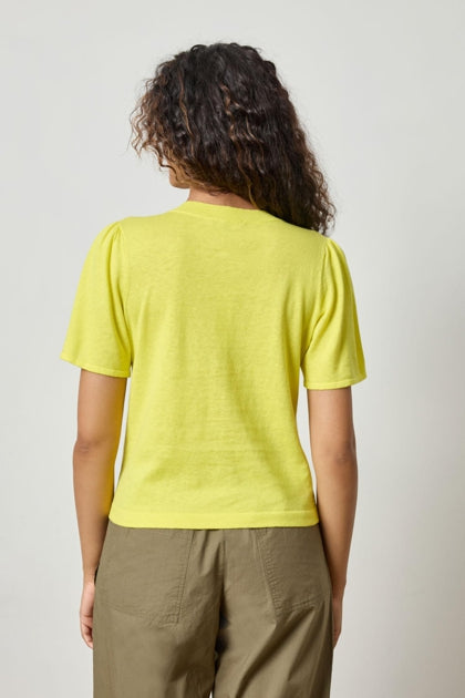 Short Sleeve V-Neck Sweater in lemon by Lilla P
