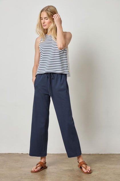 Seamed Wide Leg Pant in dark navy by Lilla P