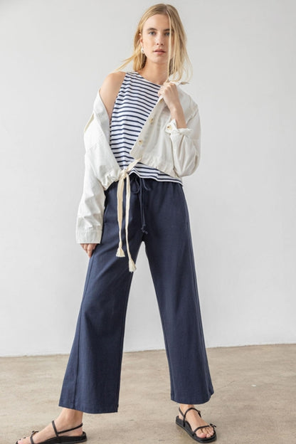 Seamed Wide Leg Pant in dark navy by Lilla P