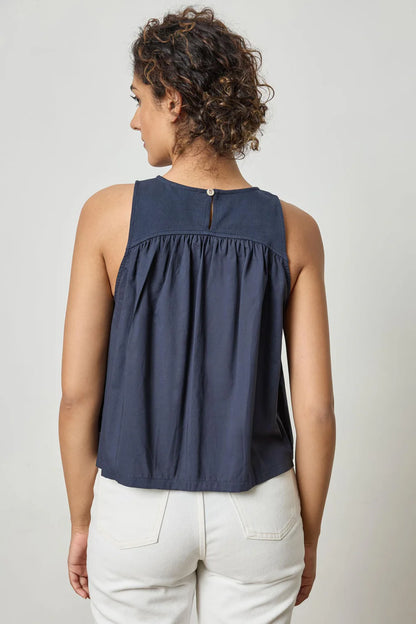 Mixed Media Tank in dark navy by Lilla P