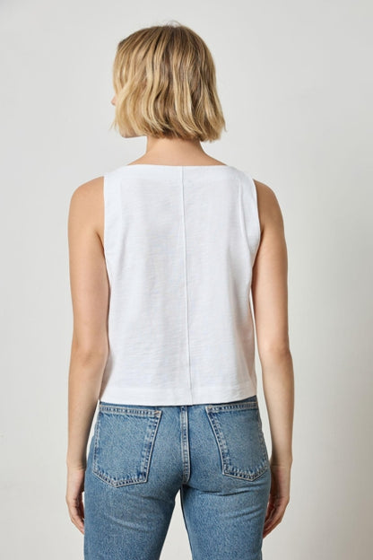 Side Button Tank in white by Lilla P