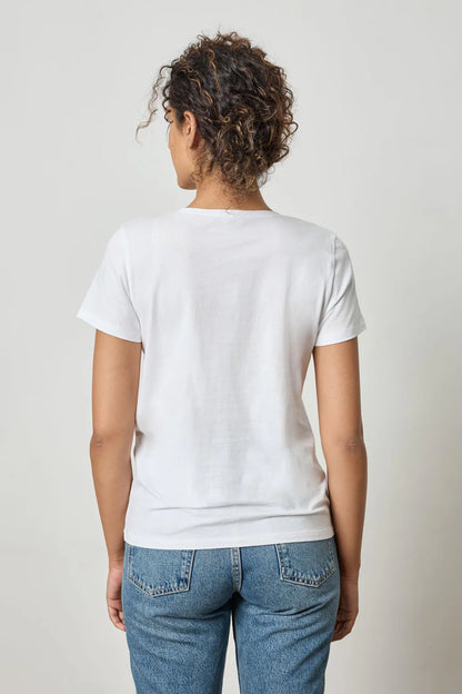 Short Sleeve V Neck Tee in white by Lilla P
