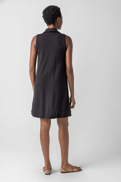 Sleeveless Collared Dress in black by Lilla P