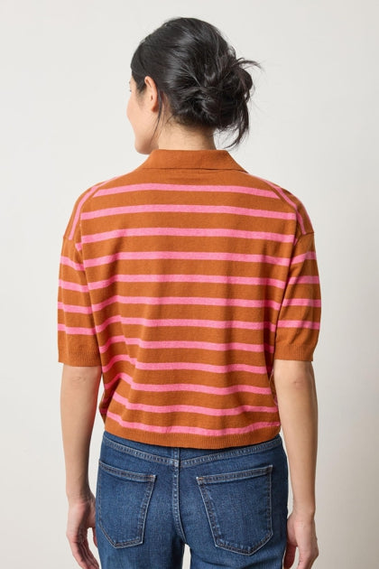 Drop Shoulder Polo Neck Sweater in sierra/calypso by Lilla P
