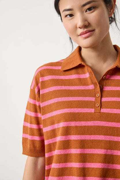 Drop Shoulder Polo Neck Sweater in sierra/calypso by Lilla P