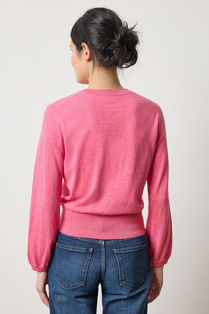 Shirred Sleeve Crewneck Sweater in calypso by Lilla P