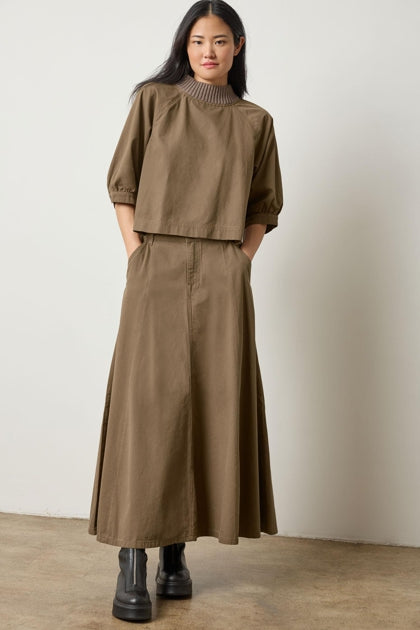 Seamed Maxi Skirt in parsley by Lilla P