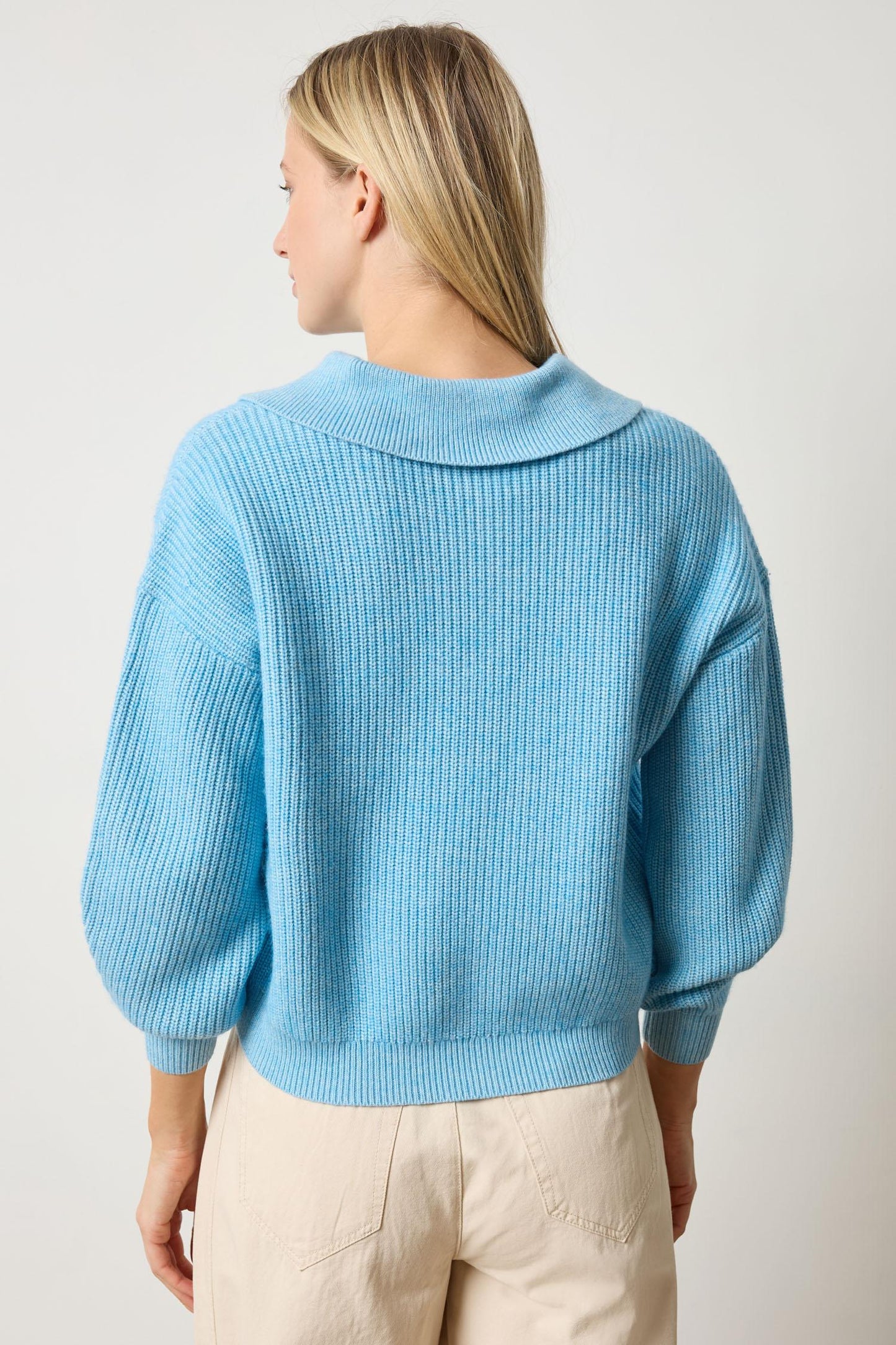 Keyhole Rib Sweater in mystic blue by Lilla P