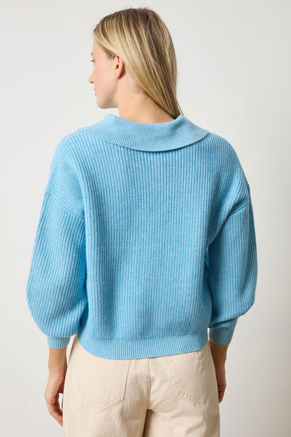 Keyhole Rib Sweater in mystic blue by Lilla P