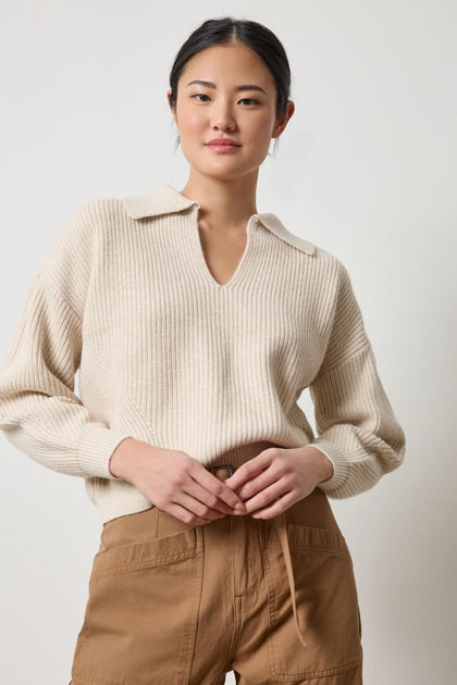 Keyhole Rib Sweater in oat by Lilla P