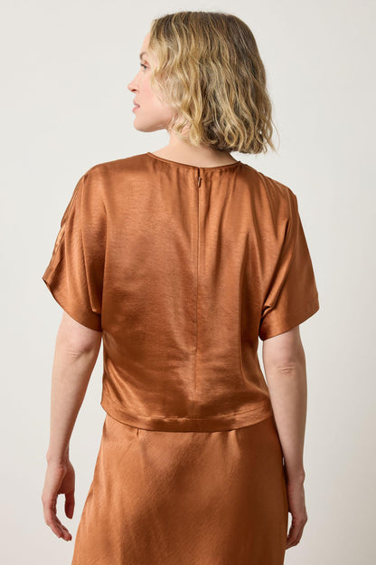 Satin Dolman Short Sleeve Top in copper by Lilla P