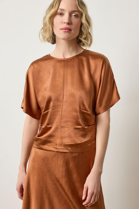 Satin Dolman Short Sleeve Top in copper by Lilla P