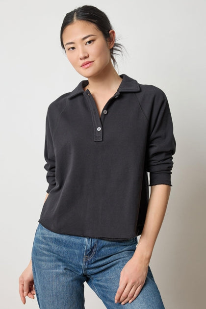 Shirttail Polo in black by Lilla P