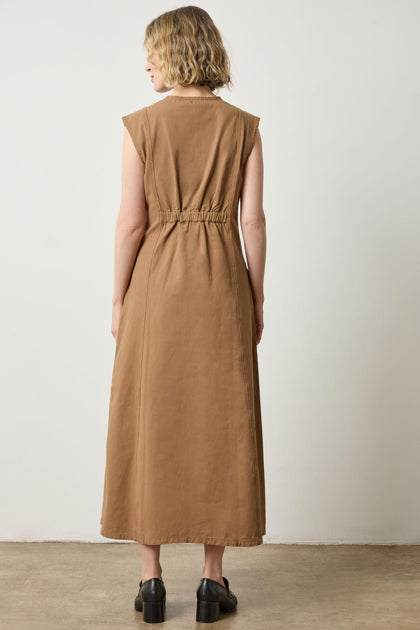 Twill Princess Seam Maxi Dress in pecan by Lilla P