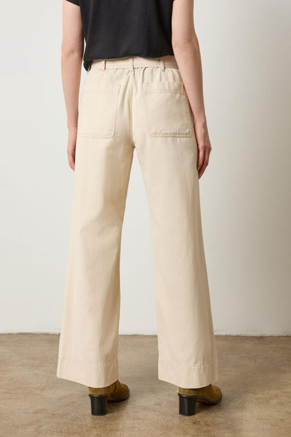 Slant Pocket Twill Pant in eggshell by Lilla P