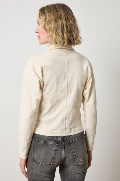 Side Pleat Button Down Tee in stone by Lilla P