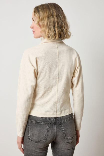 Side Pleat Button Down Tee in stone by Lilla P