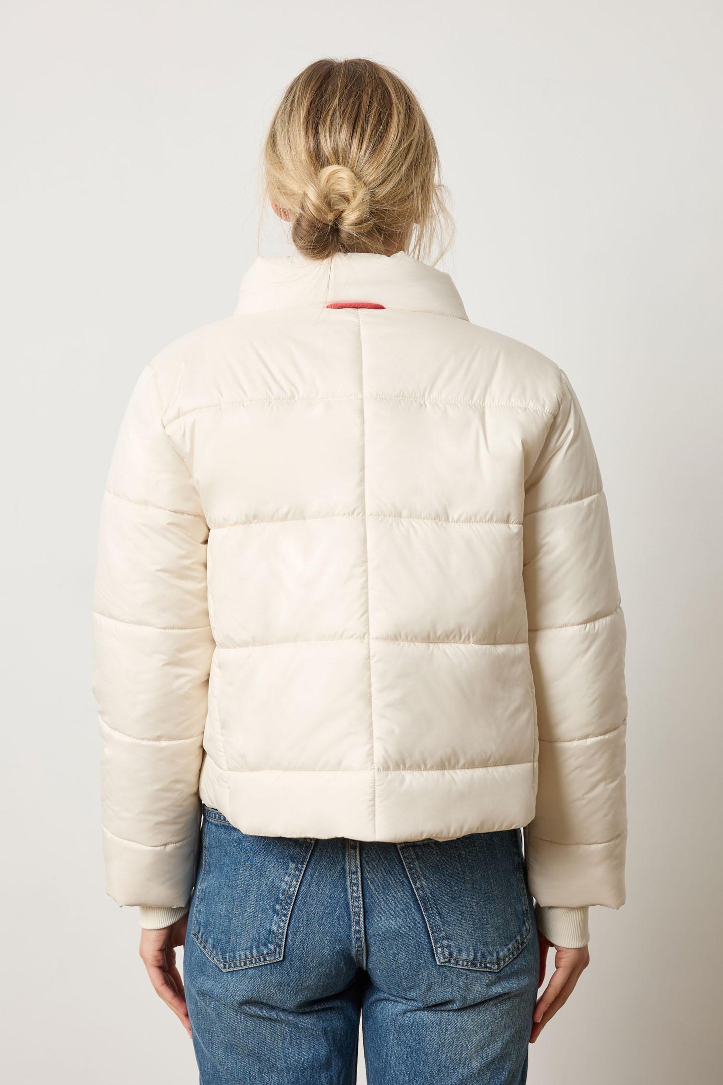 Knit Cuff Puffer Jacket in talc by Lilla P