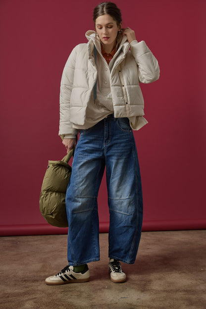 Knit Cuff Puffer Jacket in talc by Lilla P