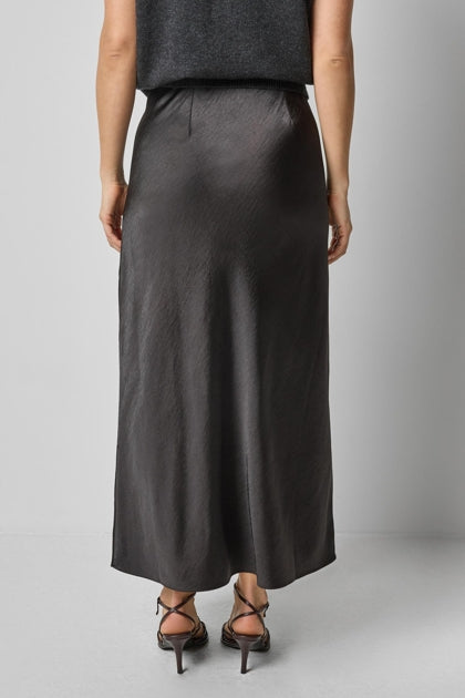 Satin Slit Front Skirt in black by Lilla P